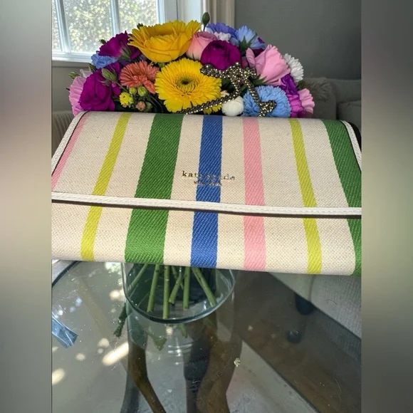 Kate Spade NWT Multicolor Stripe Fabric and Leather Shoulder Bag - Picture 10 of 10